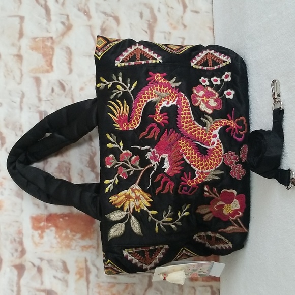 New Johnny Was Lilith Quilted Satin Tote - Picture 2 of 14